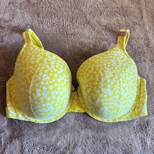Cacique Yellow Floral Full Coverage Underwire Bra 44DD NWT